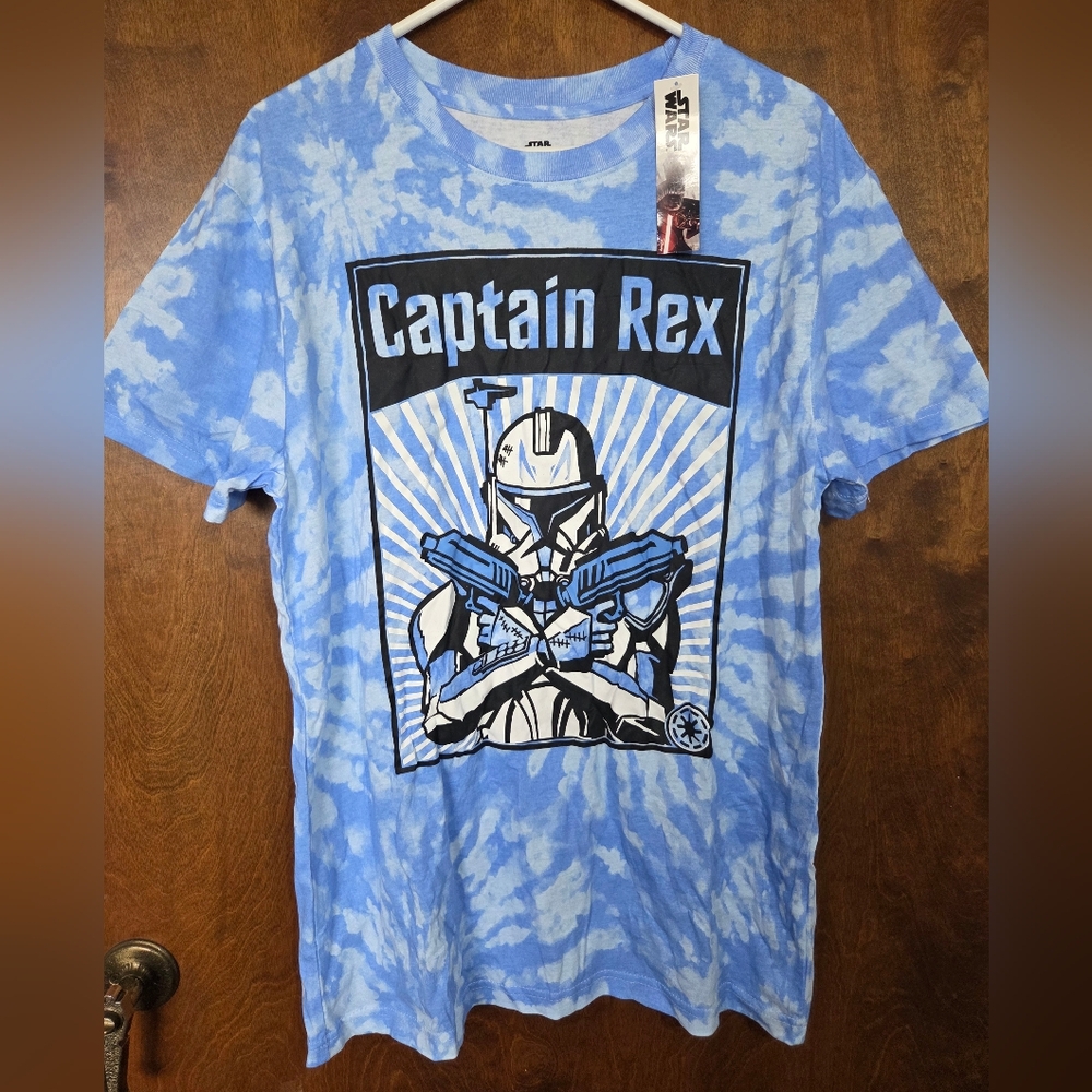 NWT Star Wars Captain Rex Tie Dye T-Shirt Galactic Republic Trooper Men's Medium